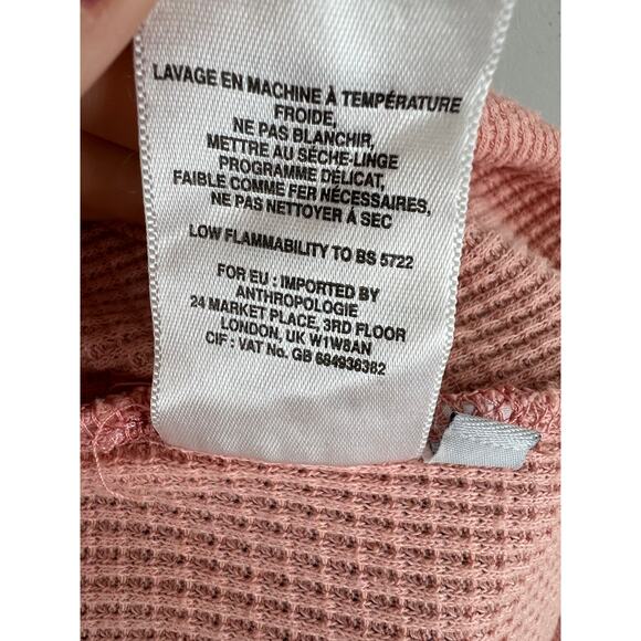 Anthropologie T.La Pink Nadia Cut Out Thermal Waffle Knit Tunic Top Size M - Picture 9 of 9